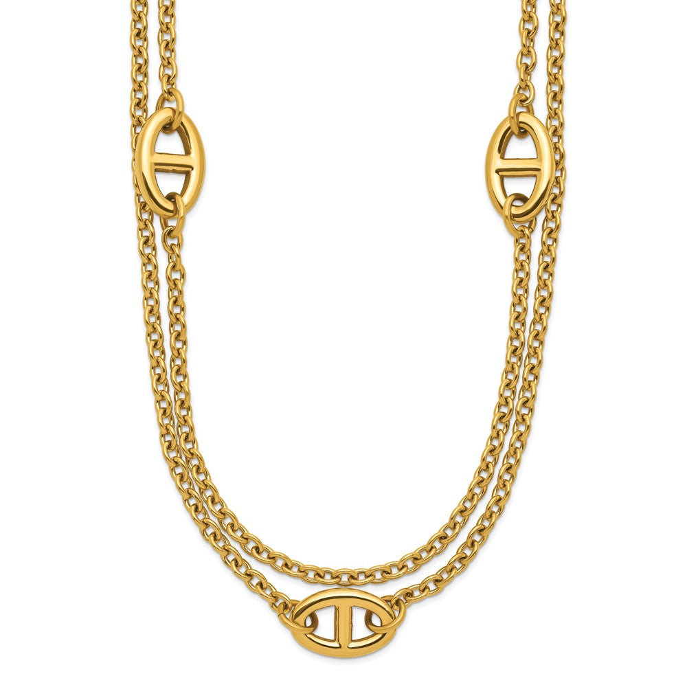 Chisel Stainless Steel Polished Yellow IP-plated Two-Strand 16 inch Plus a 2 inch Extension Necklace