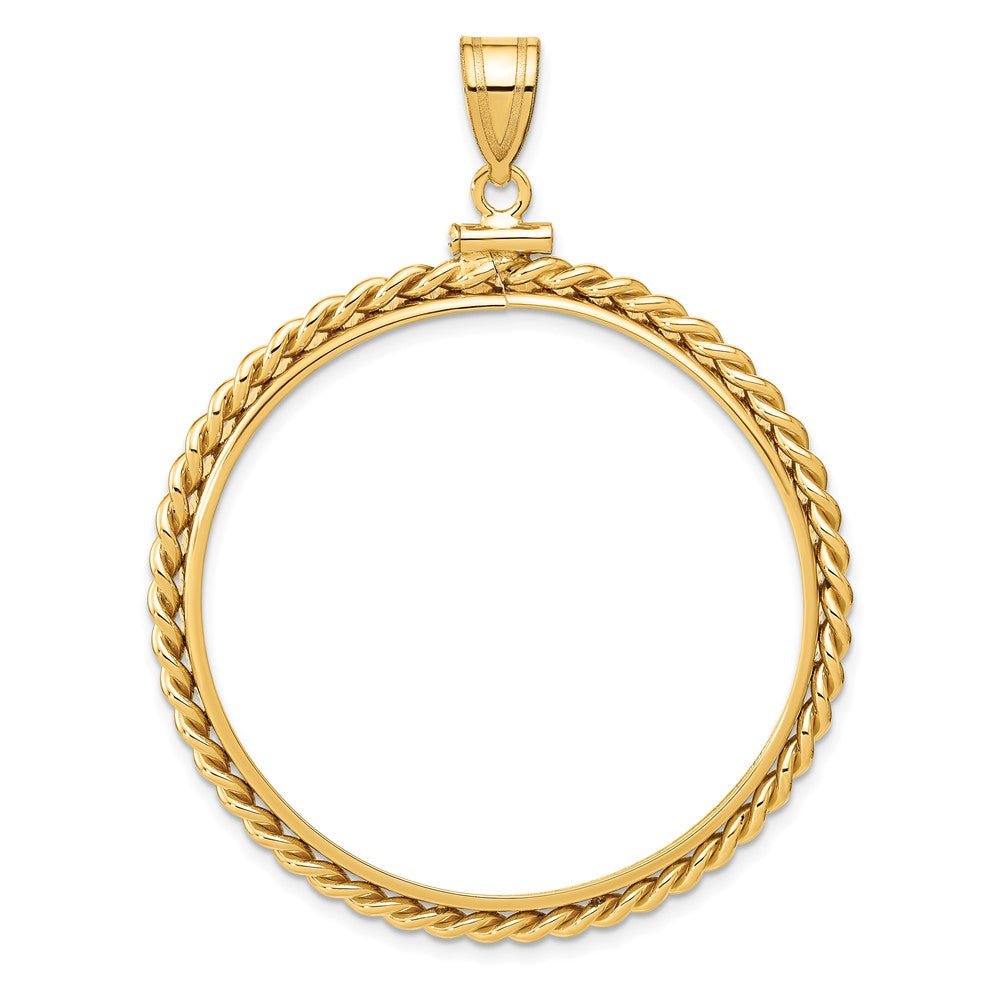 Wideband Distinguished Coin Jewelry 14k Polished Twisted Wire 37.0mm x 2.85mm Screw Top Coin Bezel Pendant