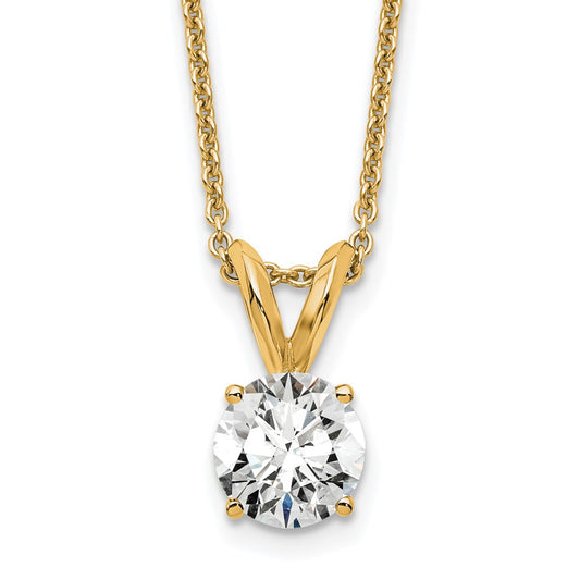14k 1/2 carat Lab Grown Diamond VS+ F+ Round Complete Four Prong 18 inch Solitaire Pendant Necklace