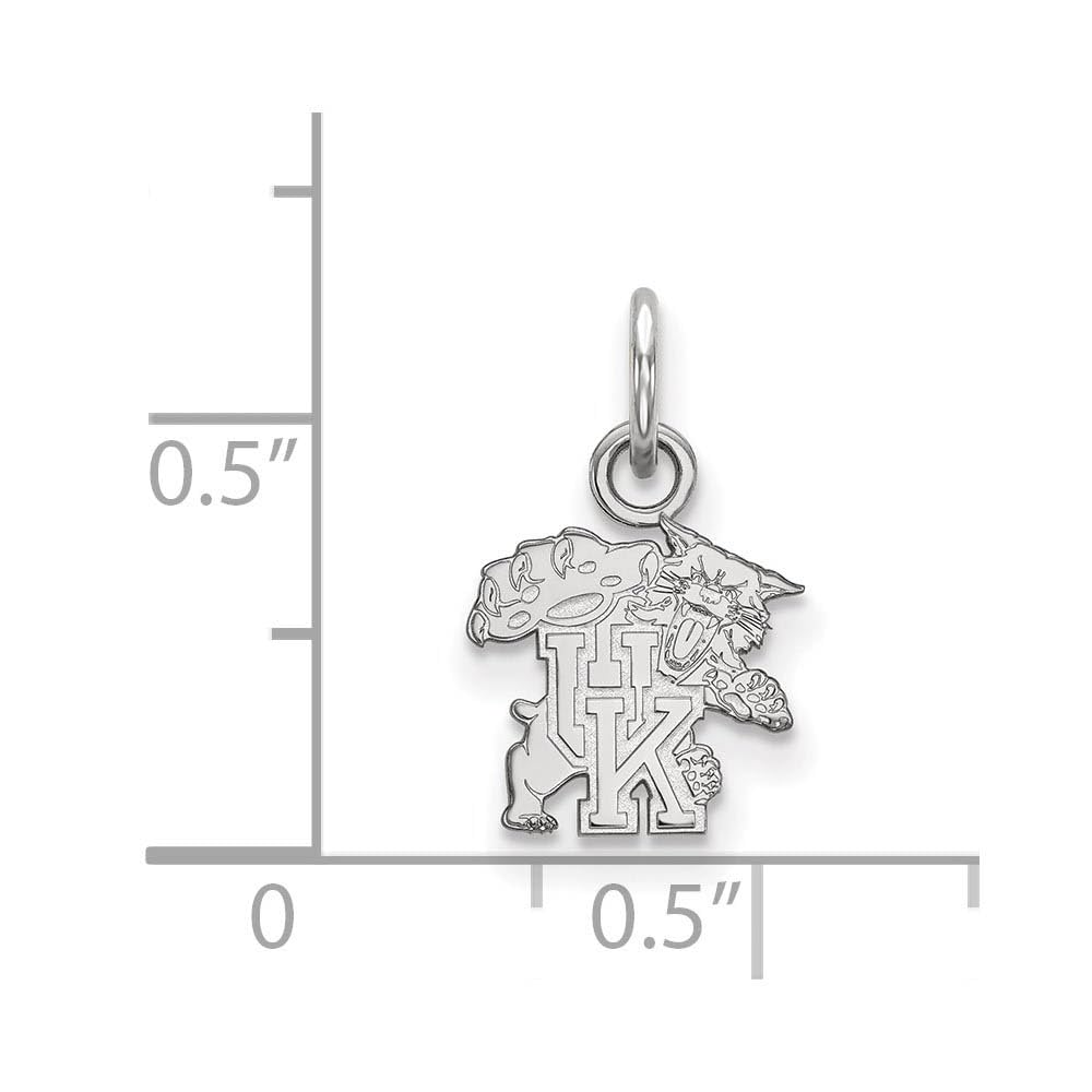 Sterling Silver Rhodium-plated LogoArt University of Kentucky U-K Wildcat Extra Small Pendant Q-SS043UK