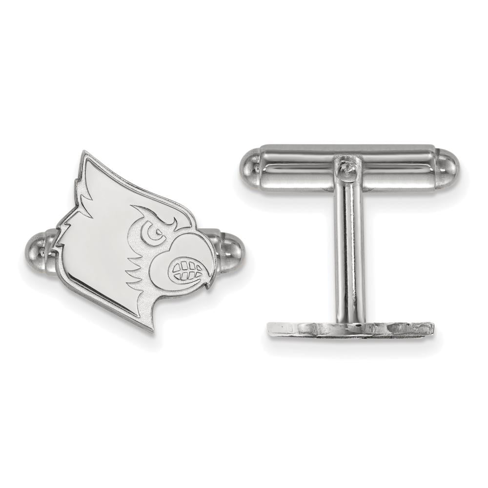 Sterling Silver Rhodium-plated LogoArt University of Louisville Cardinal Cuff Links Q-SS048UL