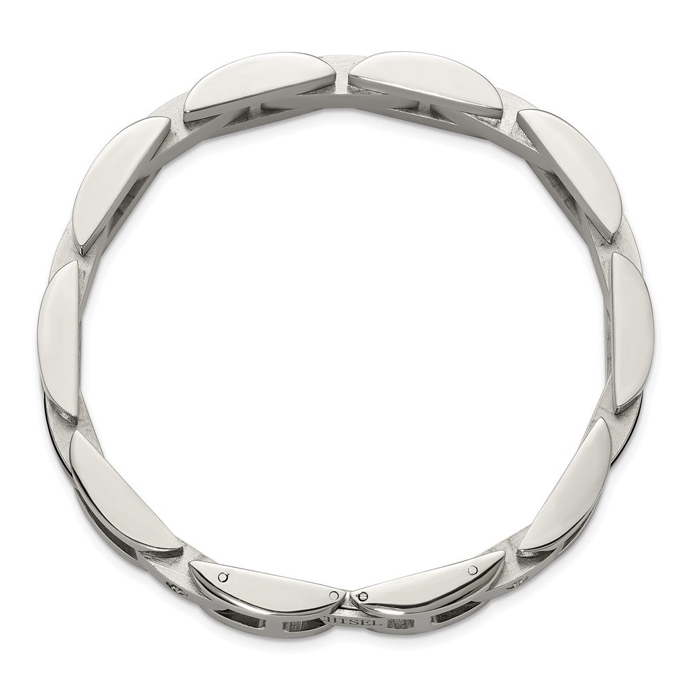 Chisel Stainless Steel Polished with .03ct Diamond and Onyx 8.25 inch Link Bracelet 8.25 inches