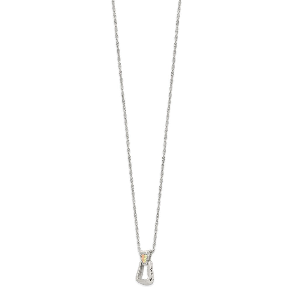 Landstrom's Mt. Rushmore Black Hills Sterling Silver 12K Gold Accents Stirrup 18 inch Spring Ring Clasp Necklace 18 Inches