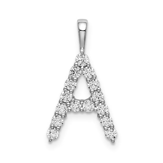 14KW Large Initial A Diamond Pendant