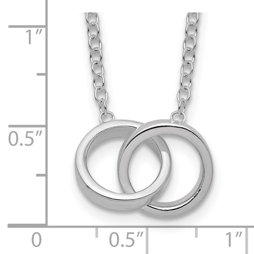 Sterling Silver Polished 2-Rings Necklace 18 Inches