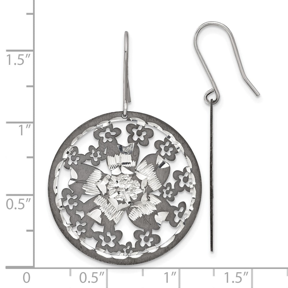 Sterling Silver and Ruthenium-plated Floral Earrings