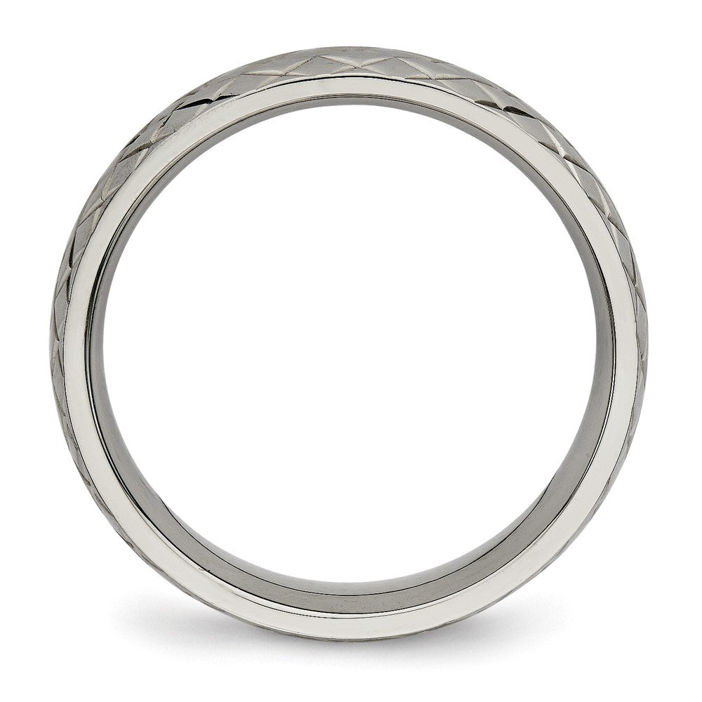 Titanium Polished and Textured 6mm Band Size - 9.5