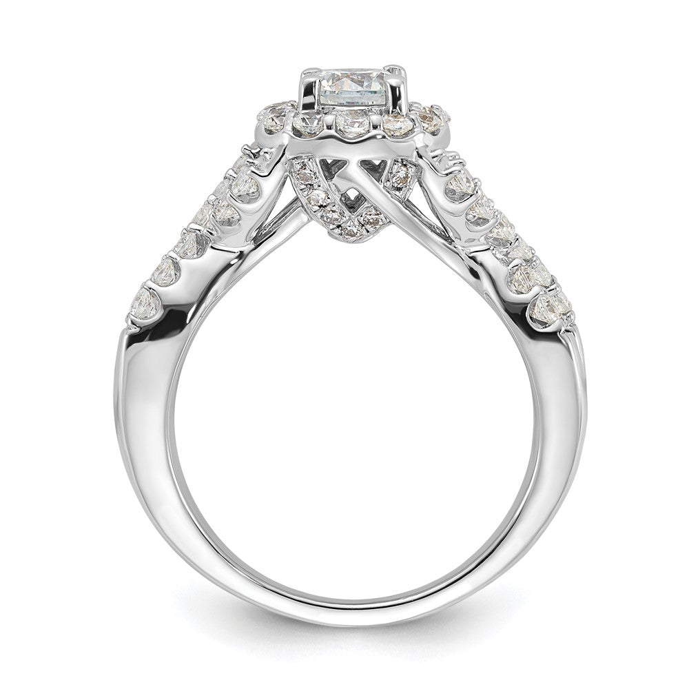 Sterling Silver Rhodium-plated Diamonore CZ Twisted Round Halo Ring