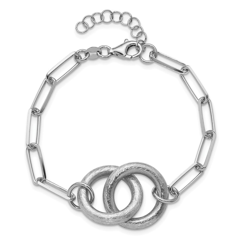 Sterling Silver Rhod-plated Fancy Link with 1.25in ext. Bracelet 8.25  inches