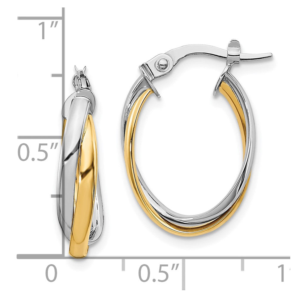 10K with Rhodium Polished Hoop Earrings
