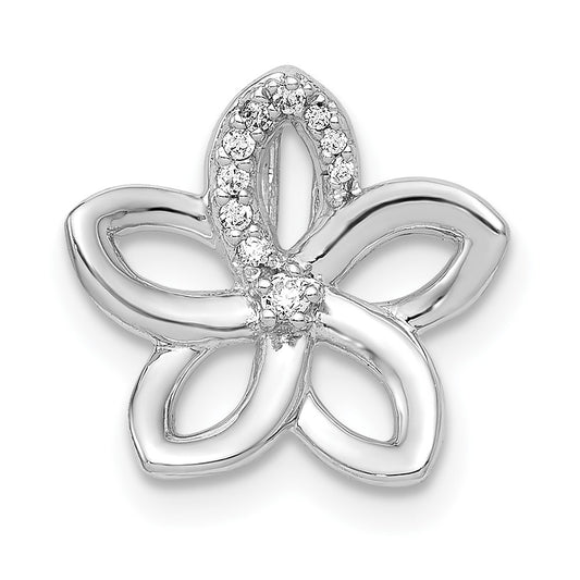 14k White Gold 1/20ct. Diamond Flower Chain Slide