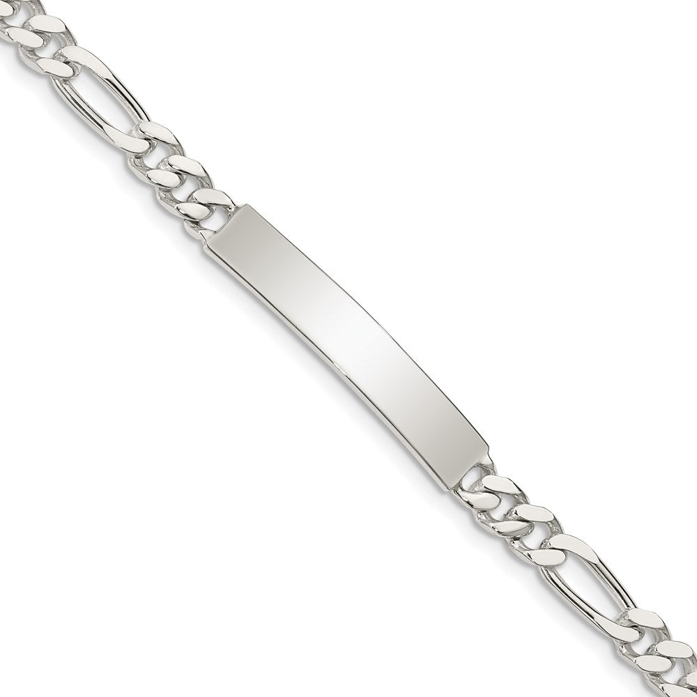 Sterling Silver Polished Engraveable Figaro Link ID Bracelet 7.5 inches