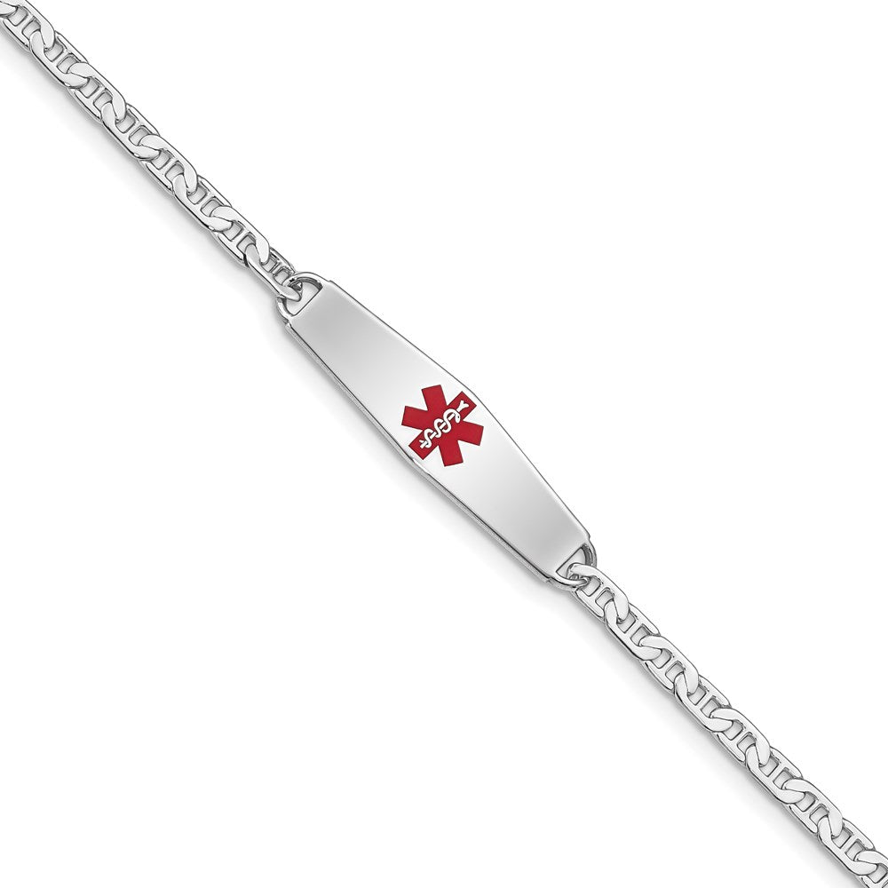Sterling Silver Rhodium-plated Medical ID Anchor Link Bracelet 8 inches