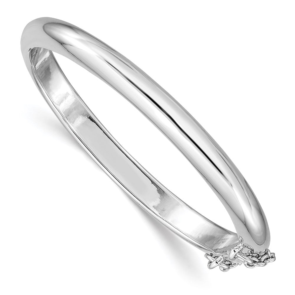 Sterling Silver RH-plated Polished 5mm w/ Safety Hinged Children's Bangle 5.25 inches