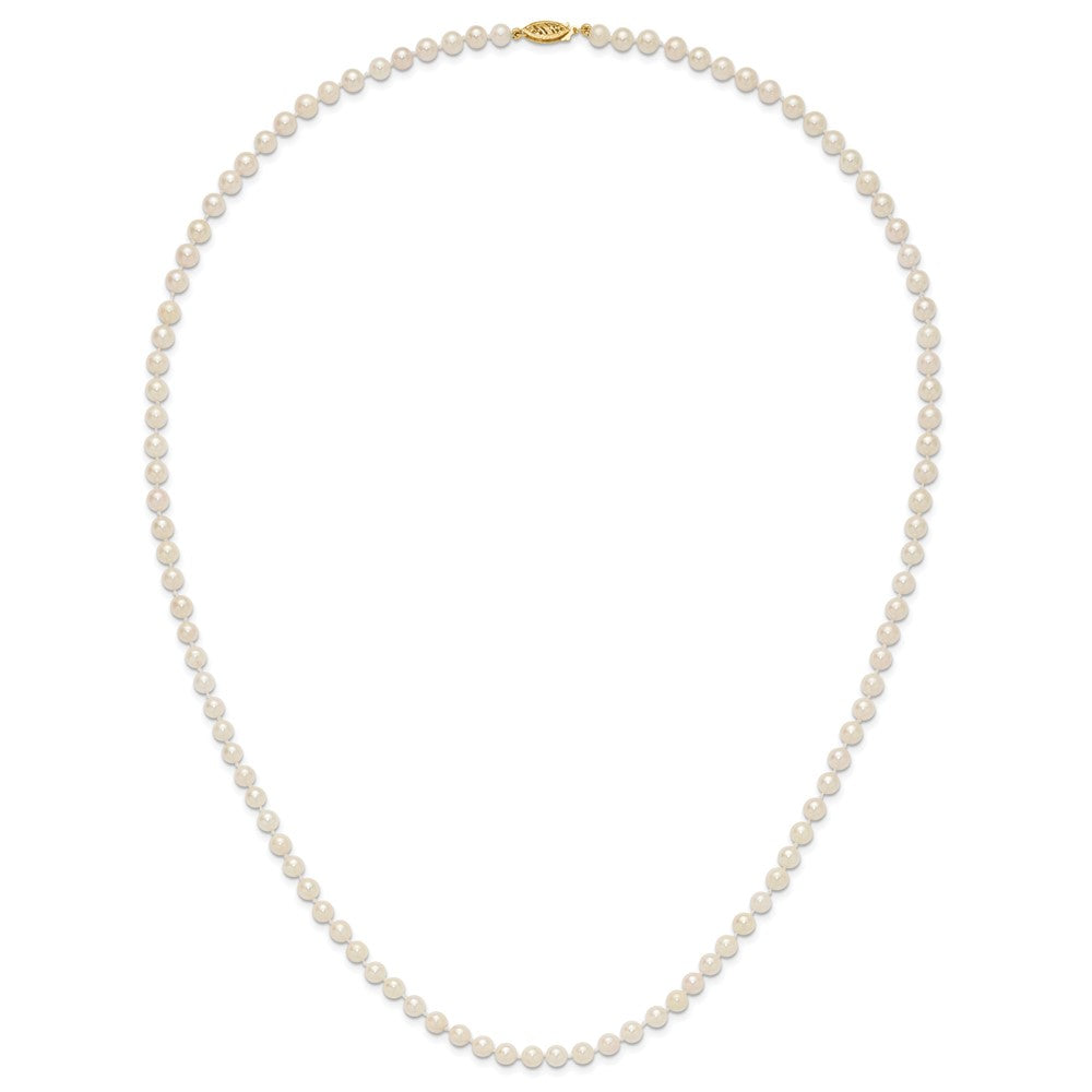 14k 5-6mm White Round Akoya Saltwater Cultured Pearl 24 inch Necklace