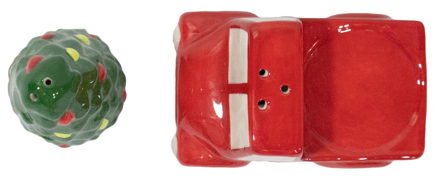 Christmas Special Edition! Ceramic Salt & Pepper Shaker Set (Red Truck & Tree)