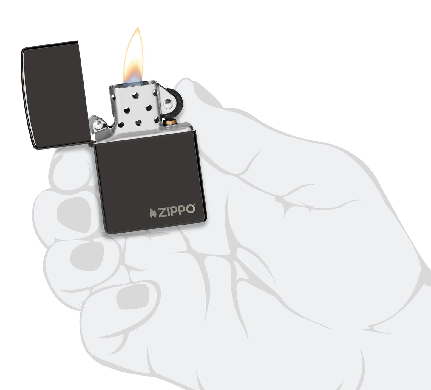 Zippo Logo High Polish Black Pocket Lighter