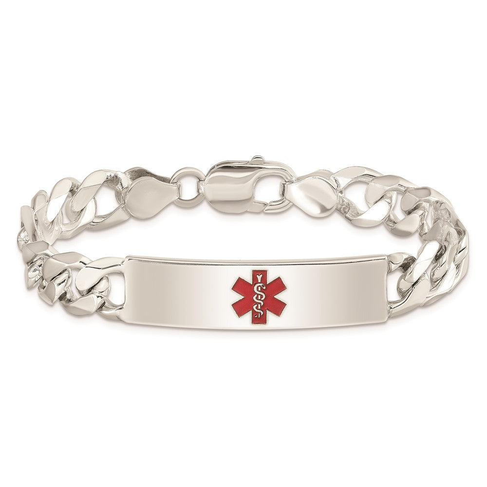 Sterling Silver Polished Medical Figaro Anchor Link ID Bracelet 8.5 inches
