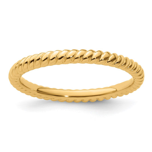 Sterling Silver Stackable Expressions Gold-plated Twisted Ring Size -10