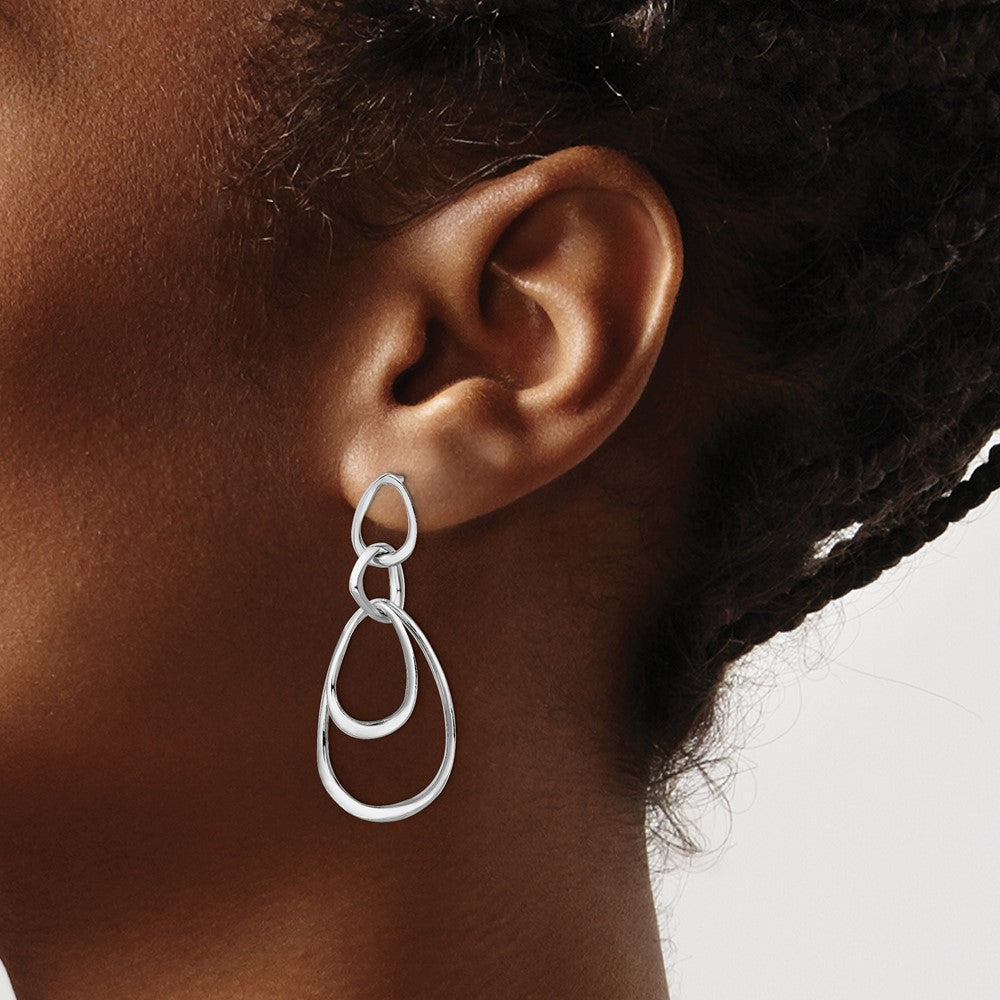 Sterling Silver Rhodium-plated Polished Post Dangle Earrings