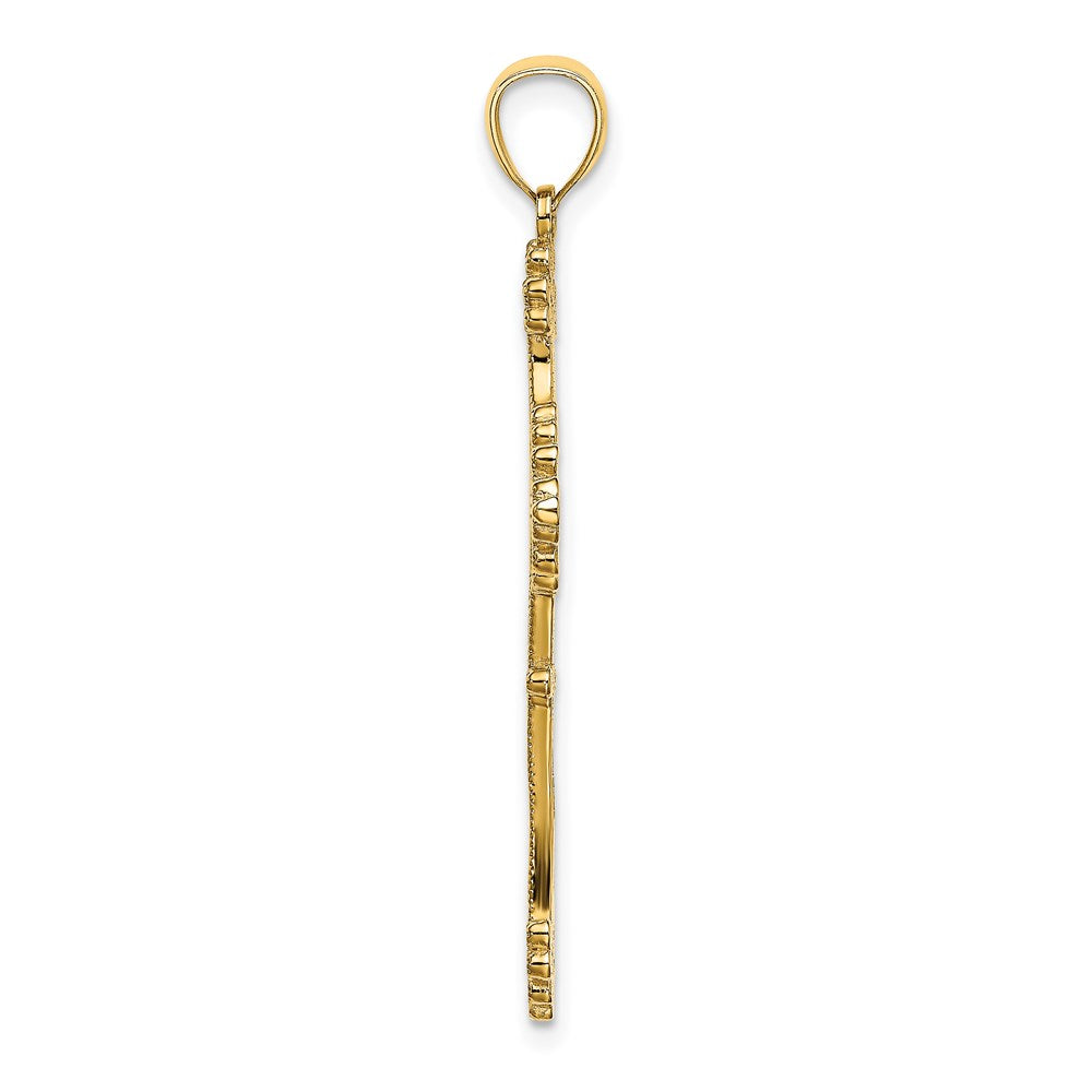 14K Beaded Fancy Cross Charm