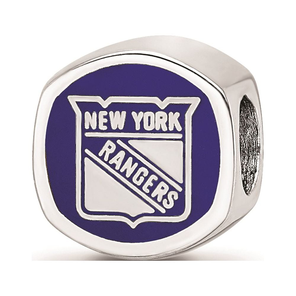 Sterling Silver RH-plated LogoArt New York Rangers Banner Enamel Bead