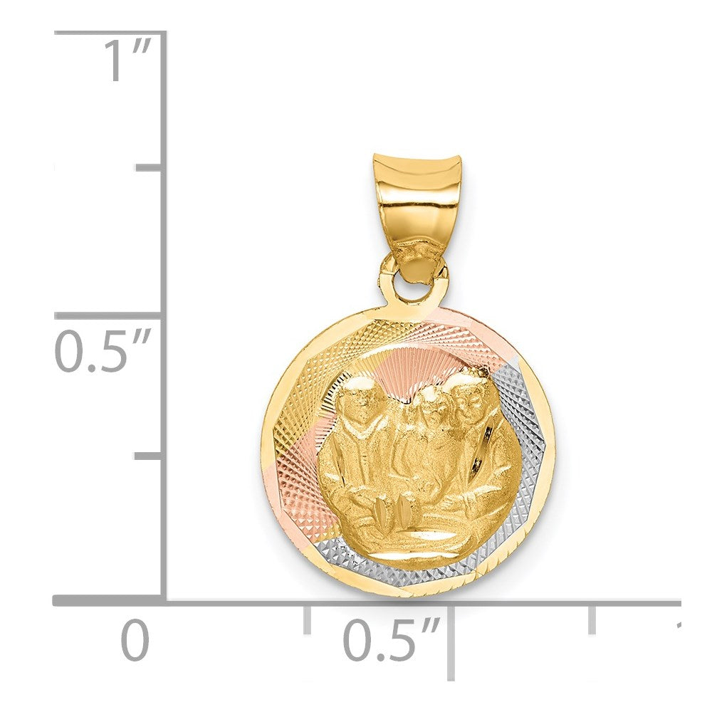 14K w/Rose and White Rhodium D/C  Baptism Pendant
