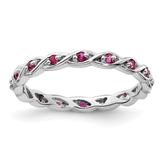 Sterling Silver Stackable Expressions Created Ruby Ring Size -9