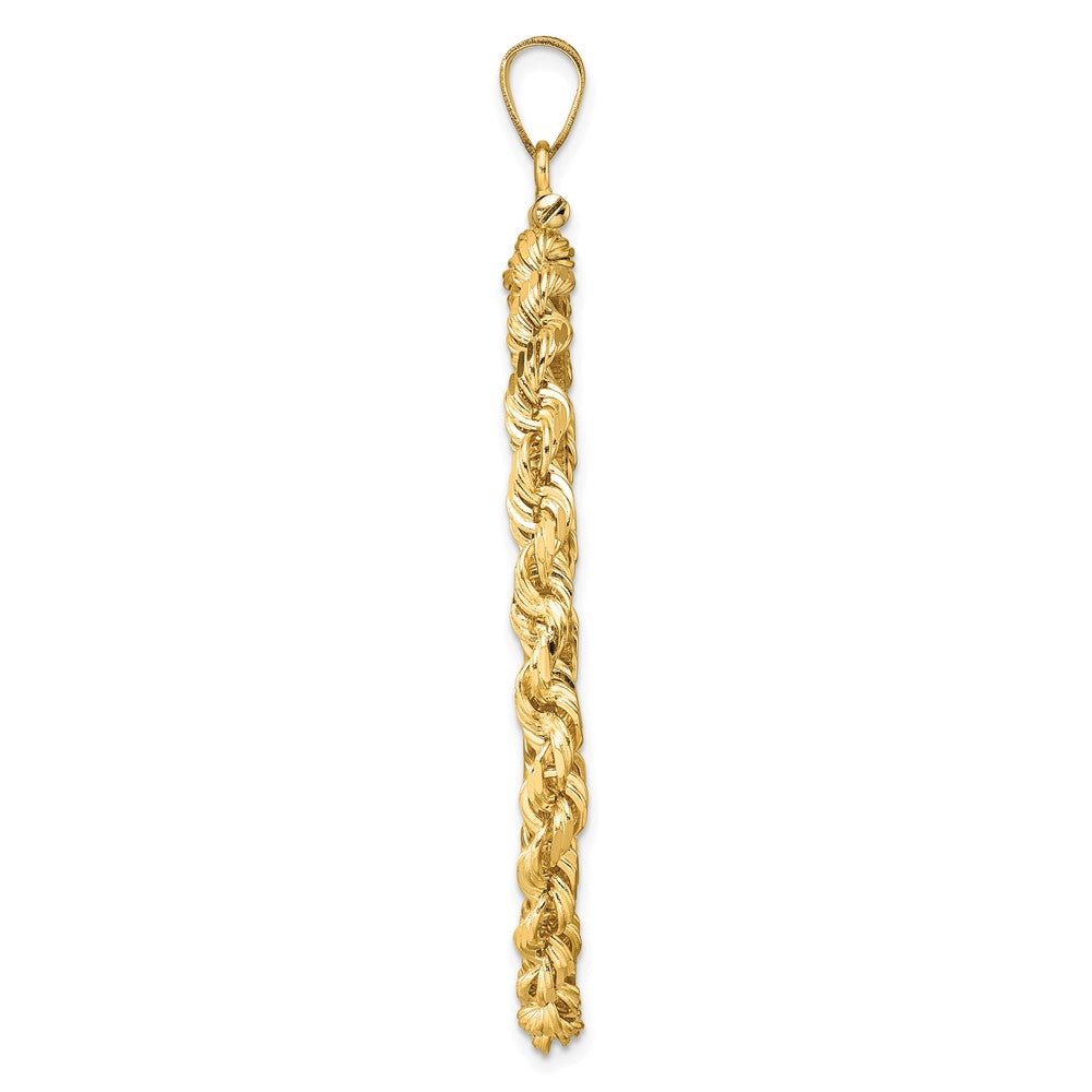 Wideband Distinguished Coin Jewelry 14k Polished Rope and Diamond-cut 39.5mm x 1.1mm Screw Top Coin Bezel Pendant
