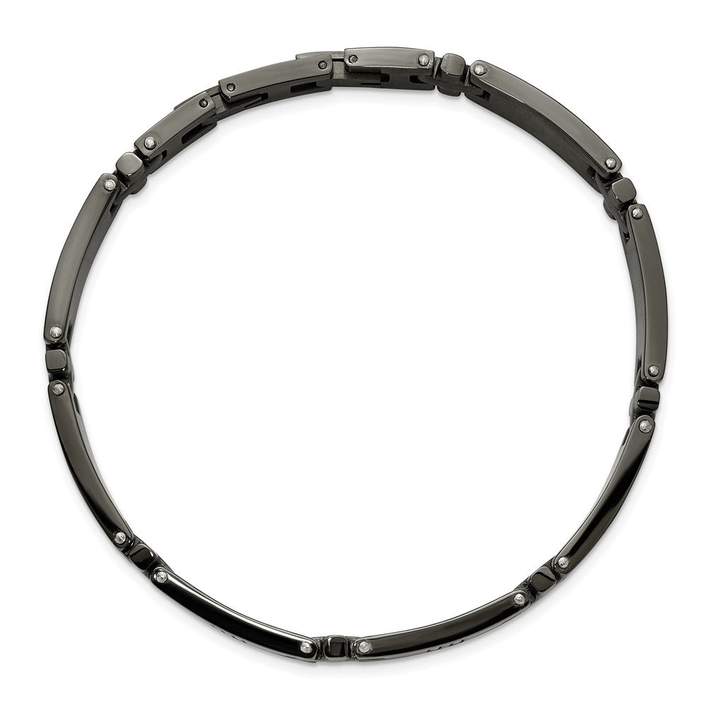 Chisel Stainless Steel Polished Gun Metal IP-plated Cross Link 8.25 inch Plus a .5 inch Extension Bracelet 8.75 inches