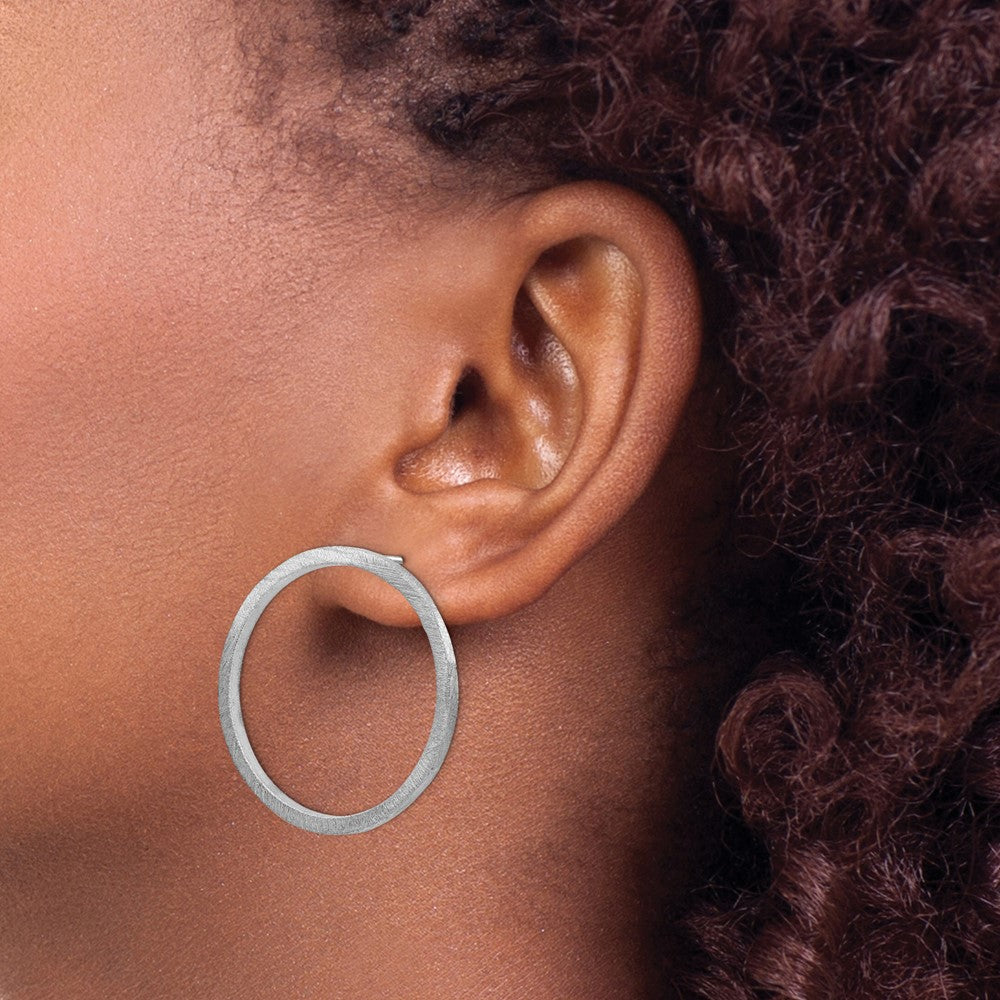 Sterling Silver Rhodium Round Earrings