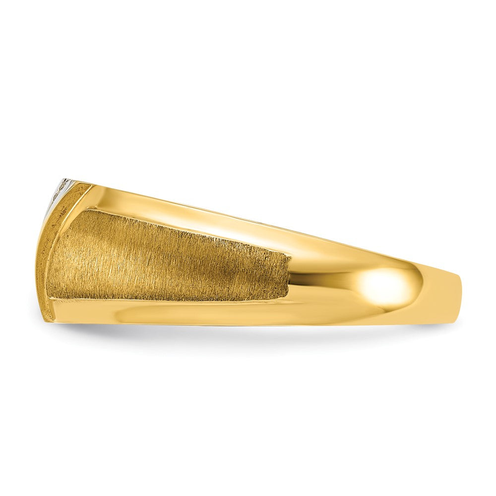 IBGoodman 14k with White Rhodium Men's Polished and Satin 1/20 Carat AA Quality Diamond Ring