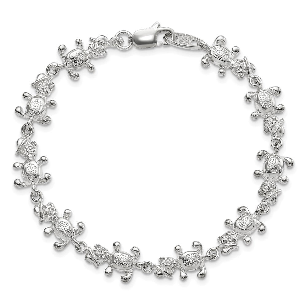 Sterling Silver Polished Bears with Hats Bracelet