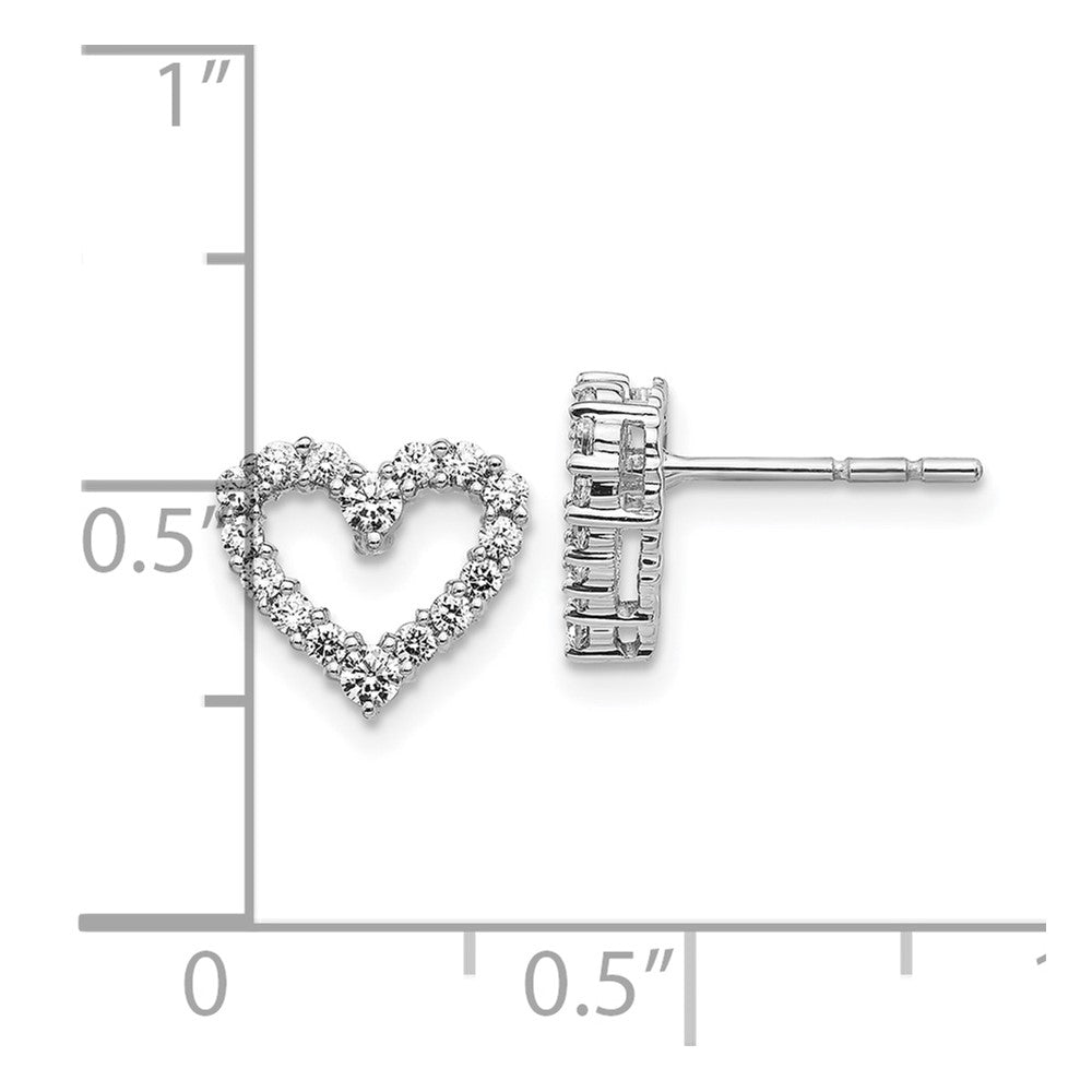 14k White Gold Diamond Heart Earrings