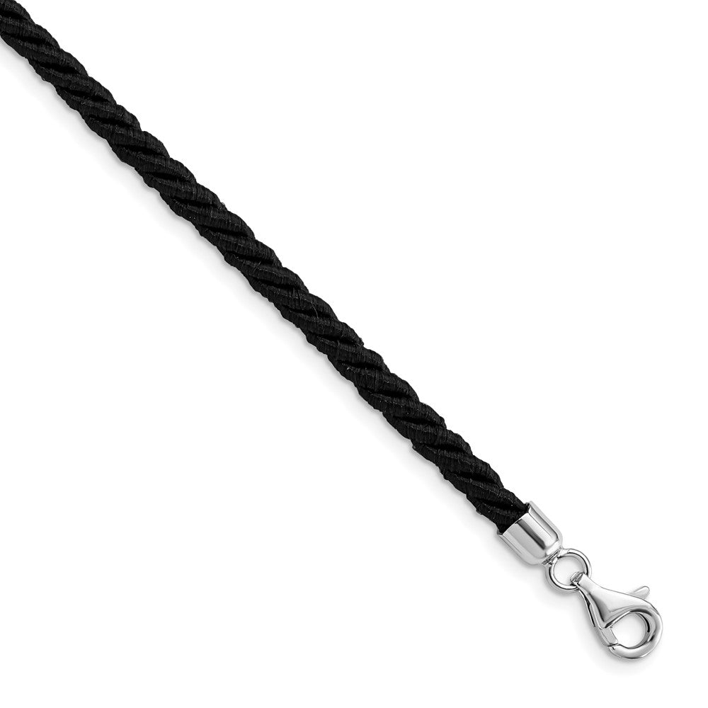 Sterling Silver Rhodium-plated 16inch Black Satin Cord Necklace 16 Inches