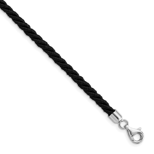 Sterling Silver Rhodium-plated 16inch Black Satin Cord Necklace 16 Inches