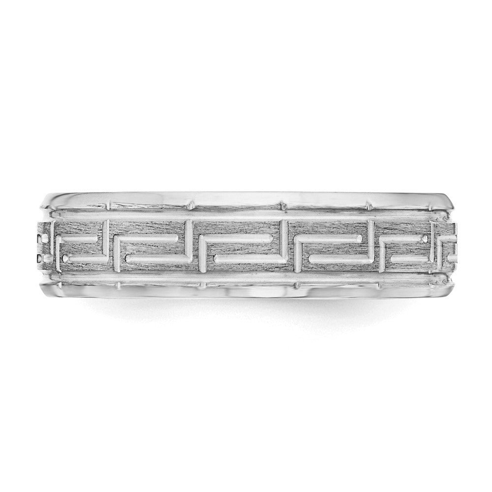 Sterling Silver Rhodium-plated 6mm Brushed Fancy Band Size 8