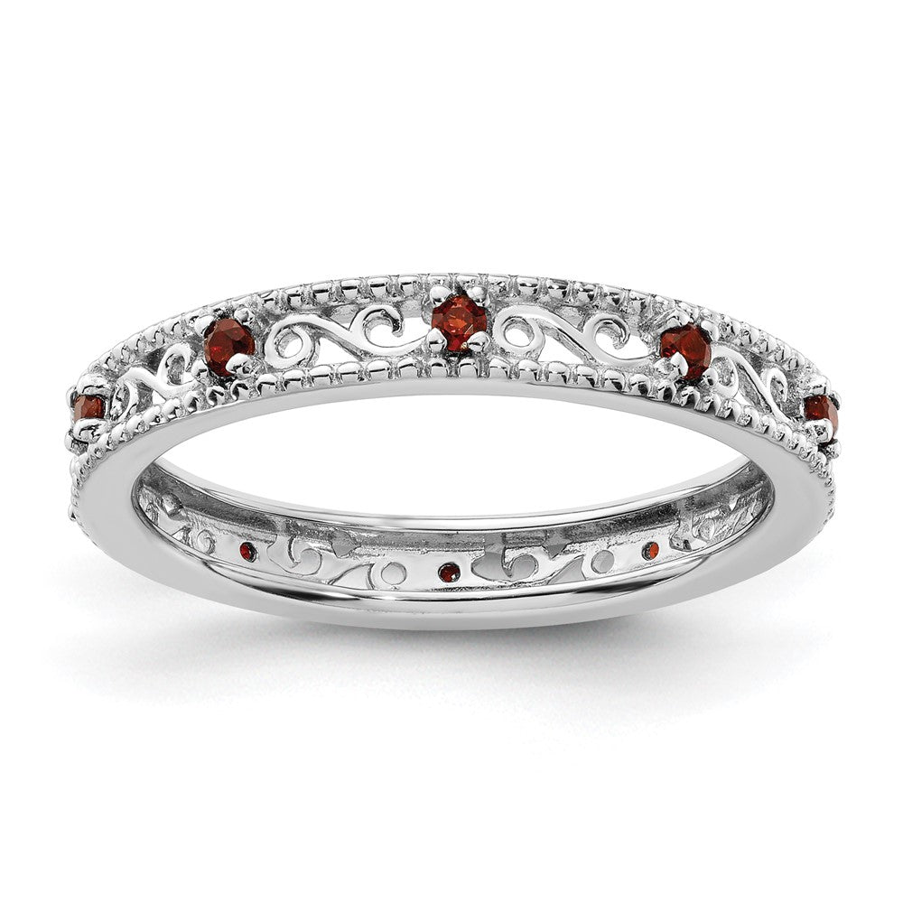 Sterling Silver Stackable Expressions Garnet Ring Size -9