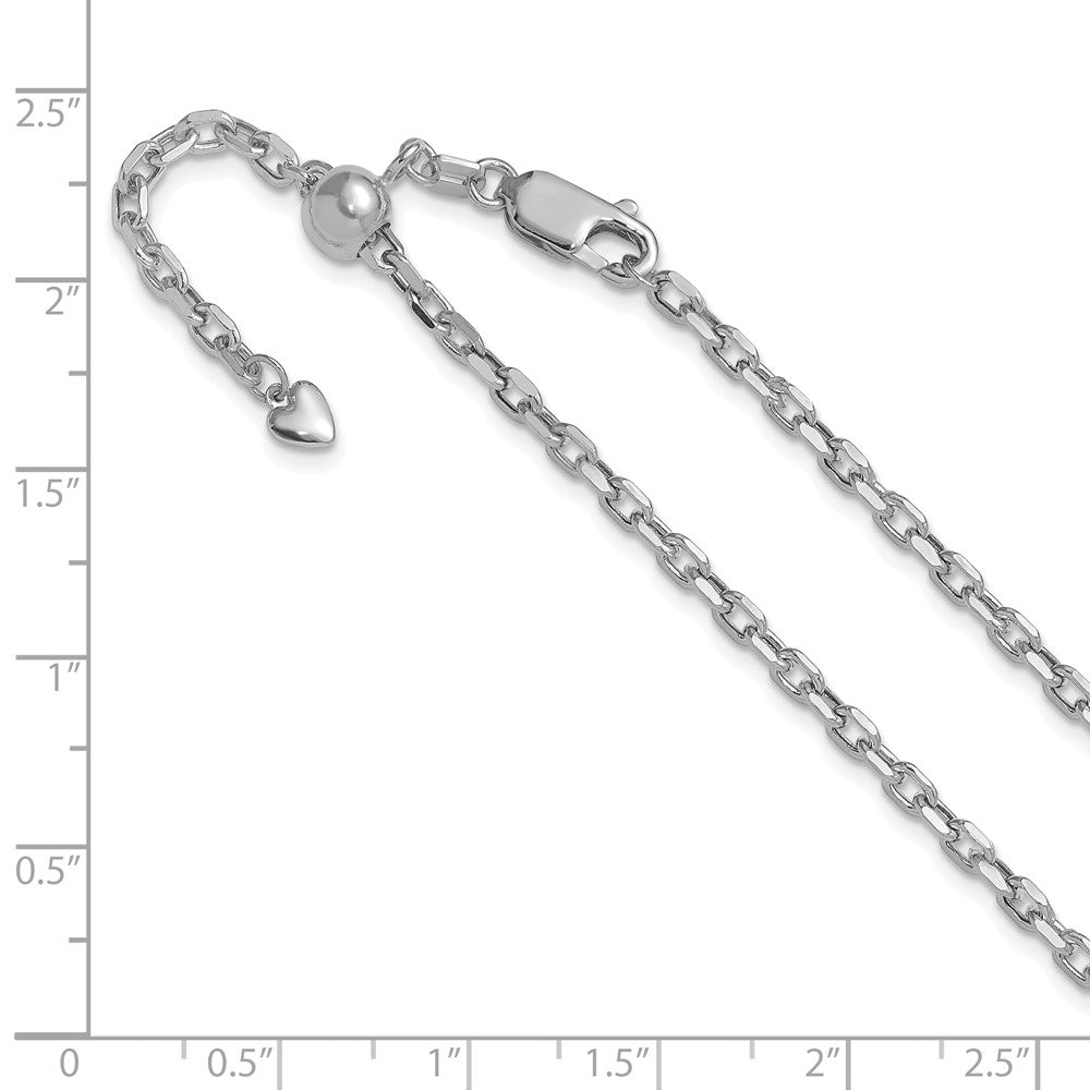 14K White Gold Adjustable 2.75mm Semi-Solid D/C Cable Chain