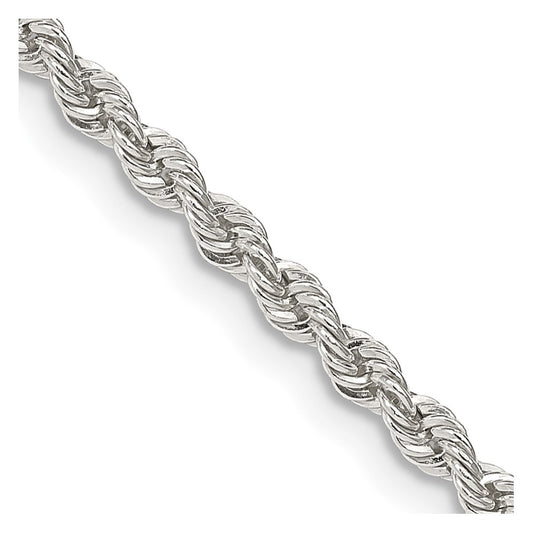 Sterling Silver 2.5mm Solid Rope Chain 30 Inches