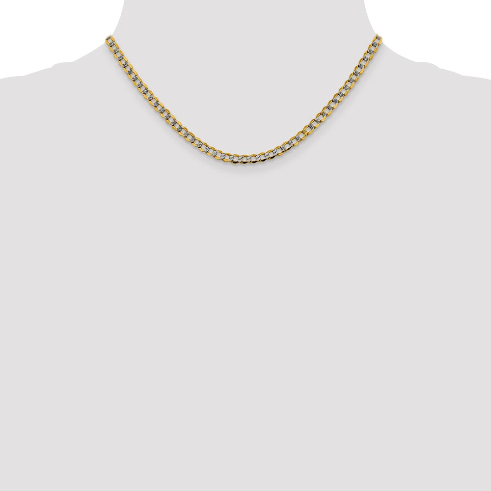 14K 16 inch 4.3mm Semi-Solid with Rhodium Pav‚ Curb with Lobster Clasp Chain