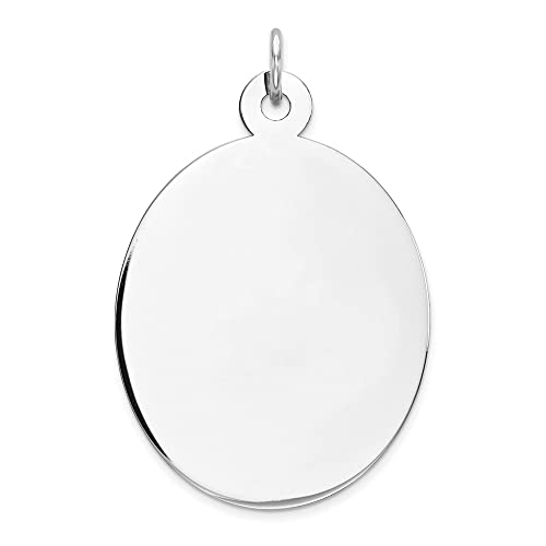 Sterling Silver Rhod-plate Eng. Oval Polish Front/Satin Back Disc Charm