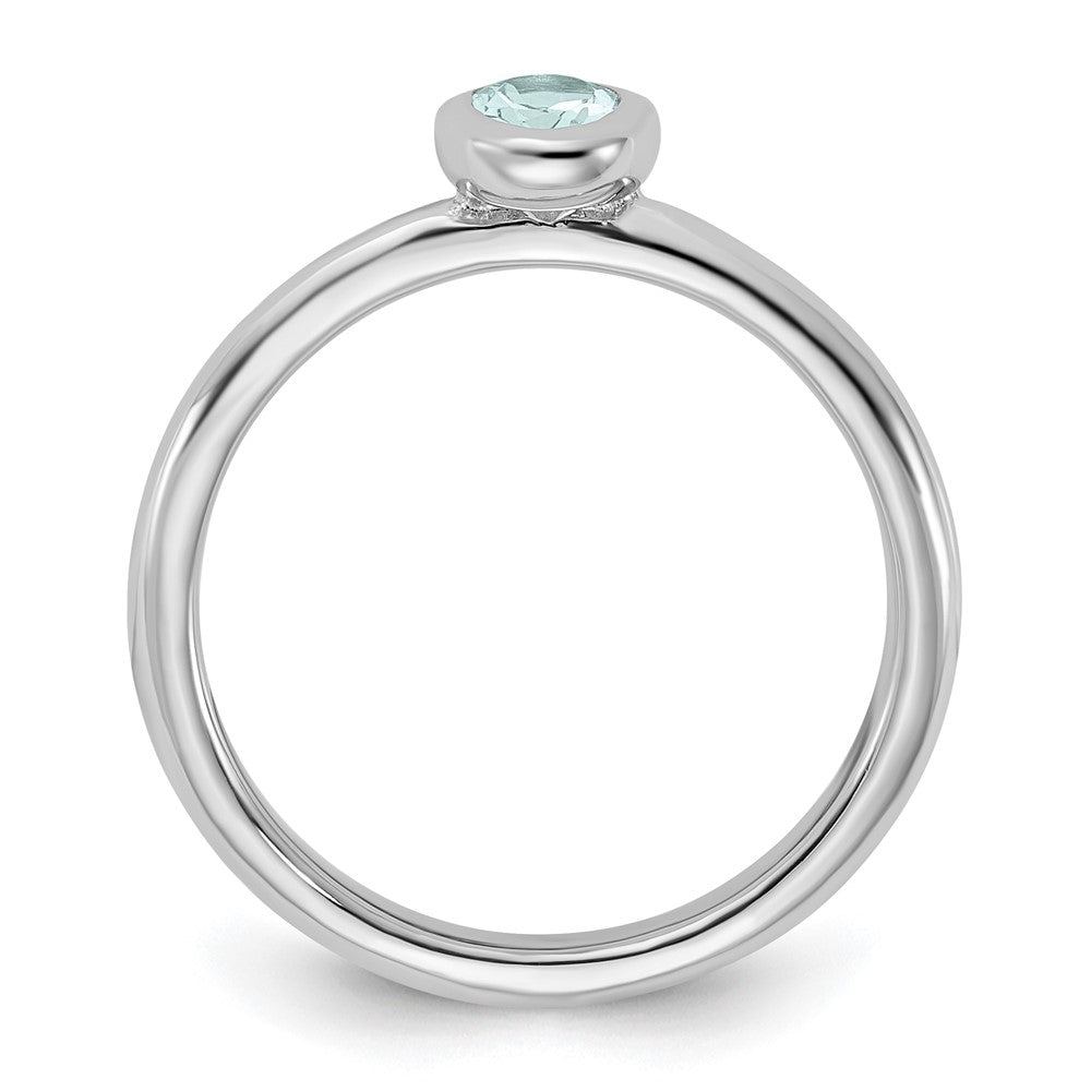 Sterling Silver Stackable Expressions Oval Aquamarine Ring Size -6