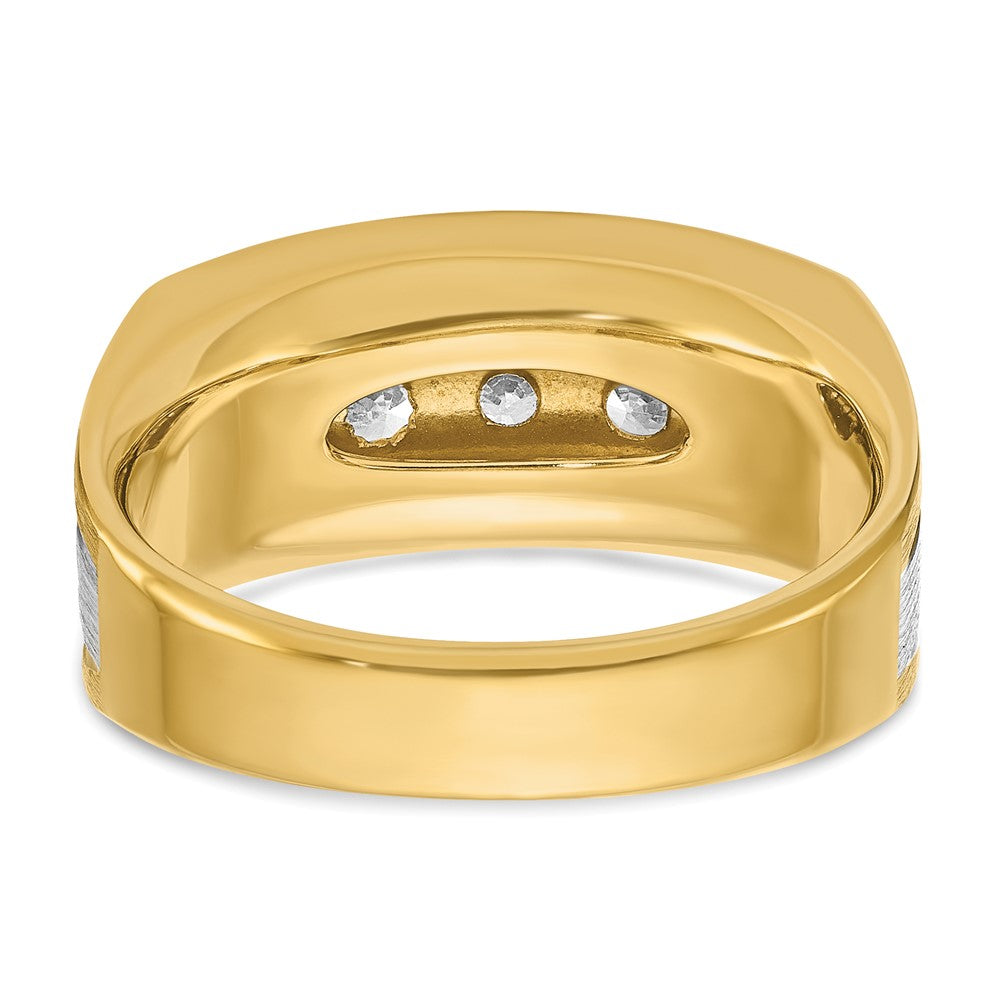 IBGoodman 14k Two-tone with Black Rhodium 1 carat Lab Grown Diamond VS/SI+ G+ Five Stone Complete Men's Ring