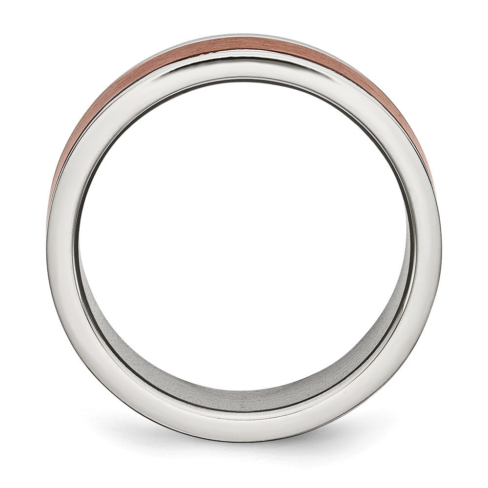 Stainless Steel Brushed and Polished Brown IP-plated 8mm Band Size - 12