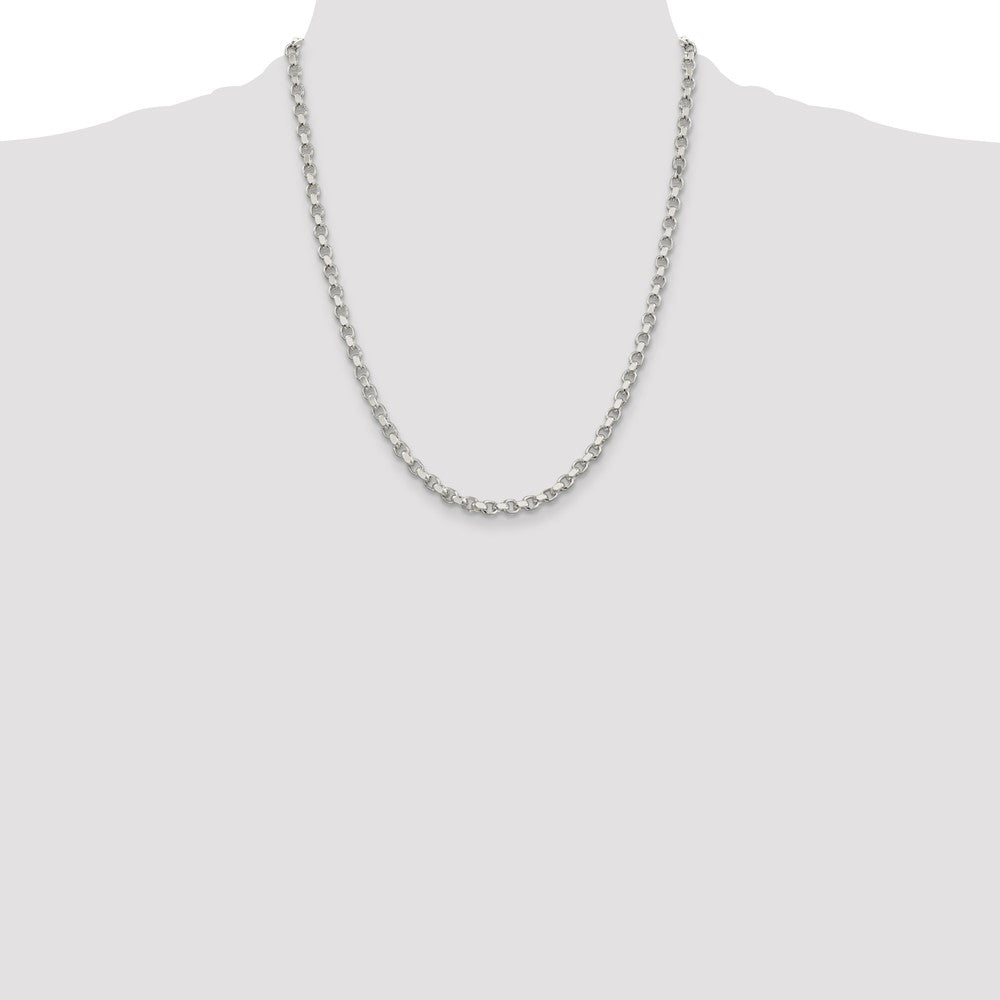 Sterling Silver 4mm Diamond-cut Rolo Chain 22 Inches