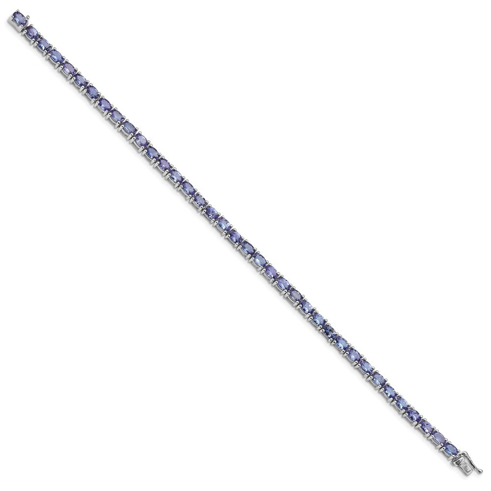Sterling Silver Rhodium-plated Tanzanite Bracelet 7 inches