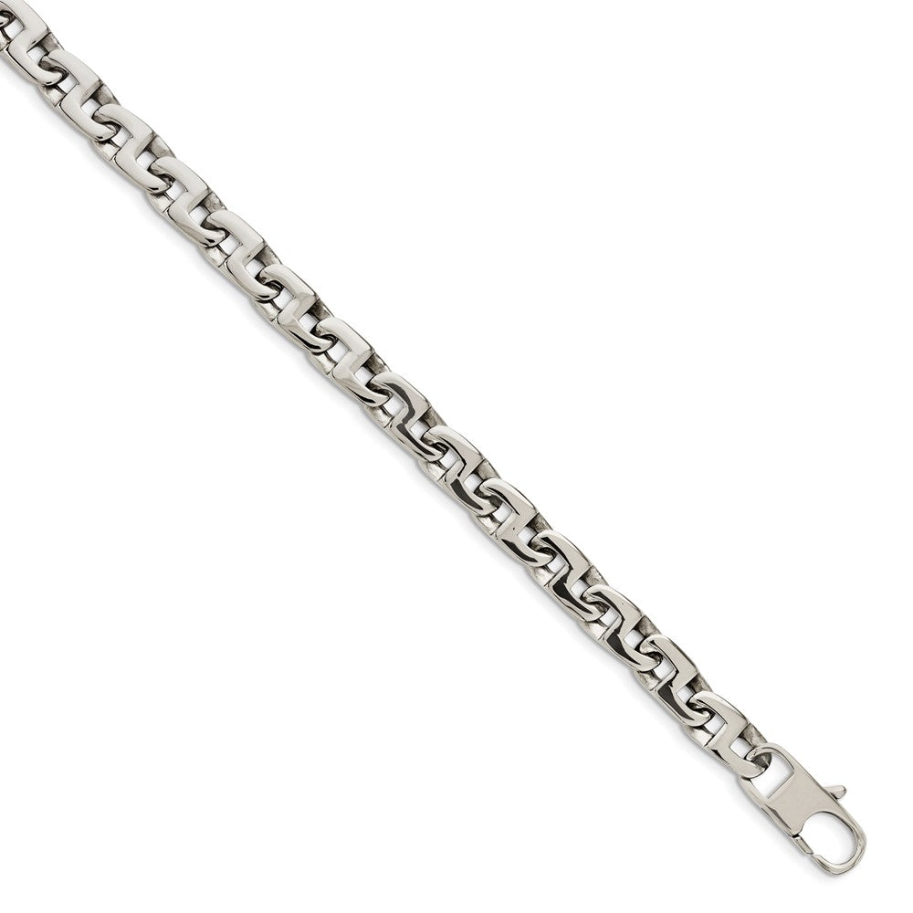 Stainless Steel Polished Fancy Square Link 24in Necklace