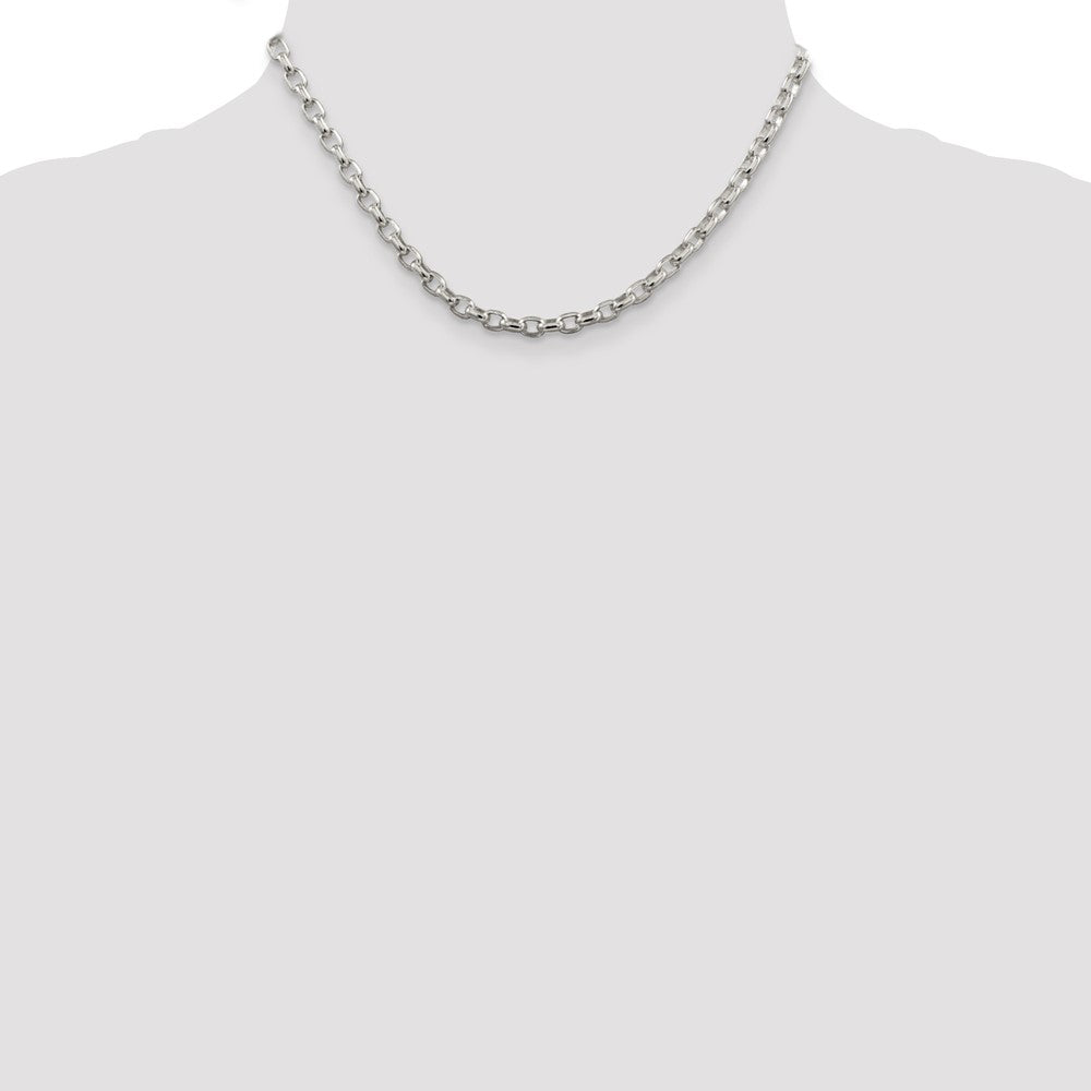 Sterling Silver 4.4mm Oval Fancy Rolo Chain 16 Inches