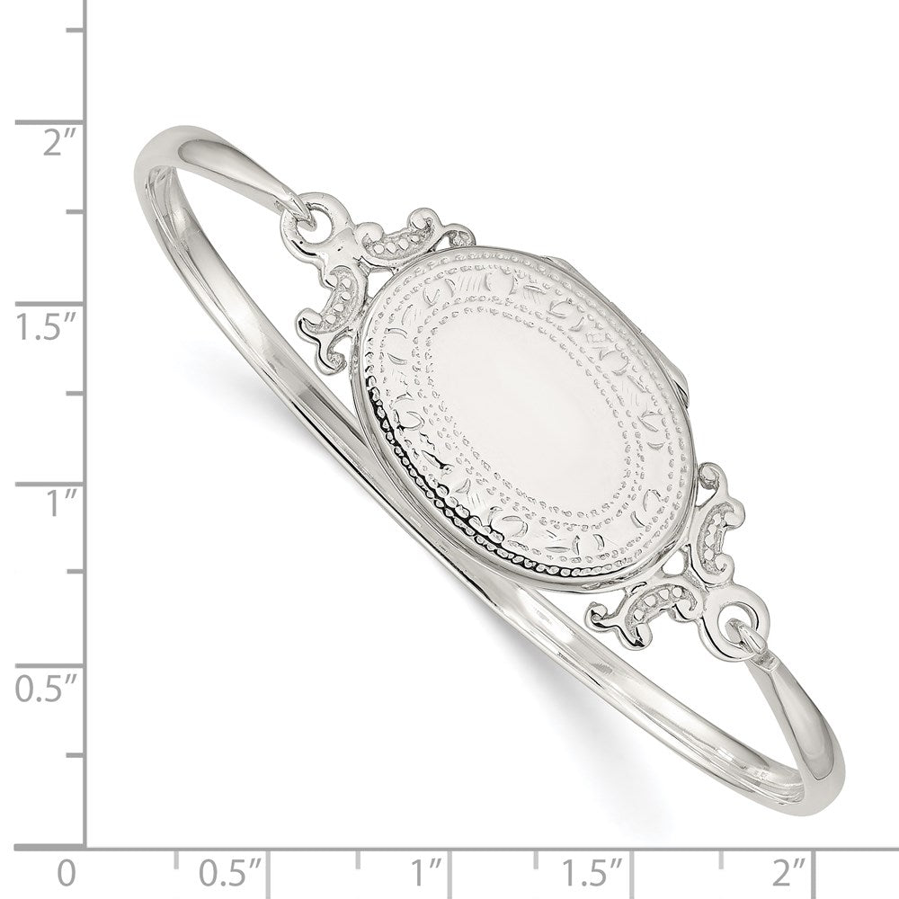 Sterling Silver 26mm Oval Locket Bangle 7 inches